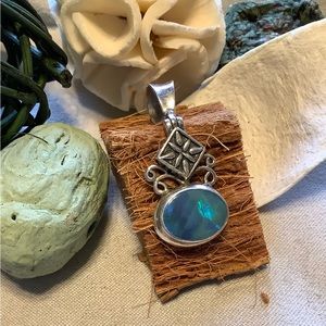 Sterling Silver Pendant Blue Stone